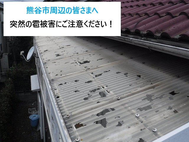 【熊谷市周辺】突然の雹被害に注意！カーポート・雨樋・屋根の実例と対策