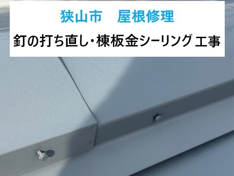 狭山市　浮いている釘の打ち直し！棟板金のシーリング補修で雨漏り予防！