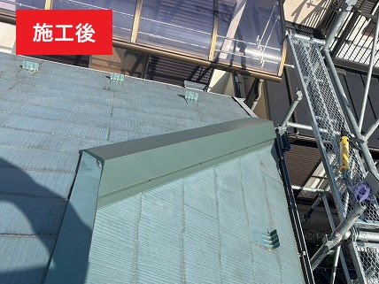 棟板金　強風被害で飛んでしまったため火災保険を使用して修繕