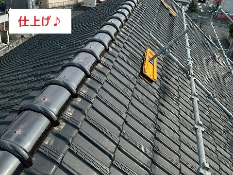 棟瓦の改修工事　乾式工法でスッキリ不安解消！