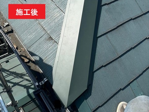 棟板金　強風被害で飛んでしまったため火災保険を使用して修繕