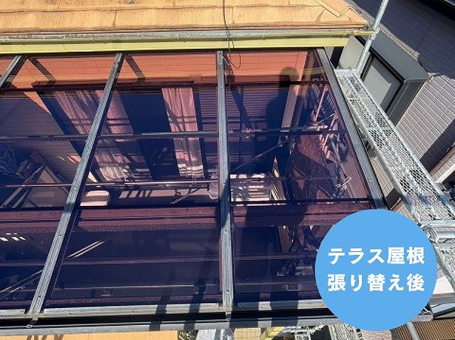 張り替え後の外観下から