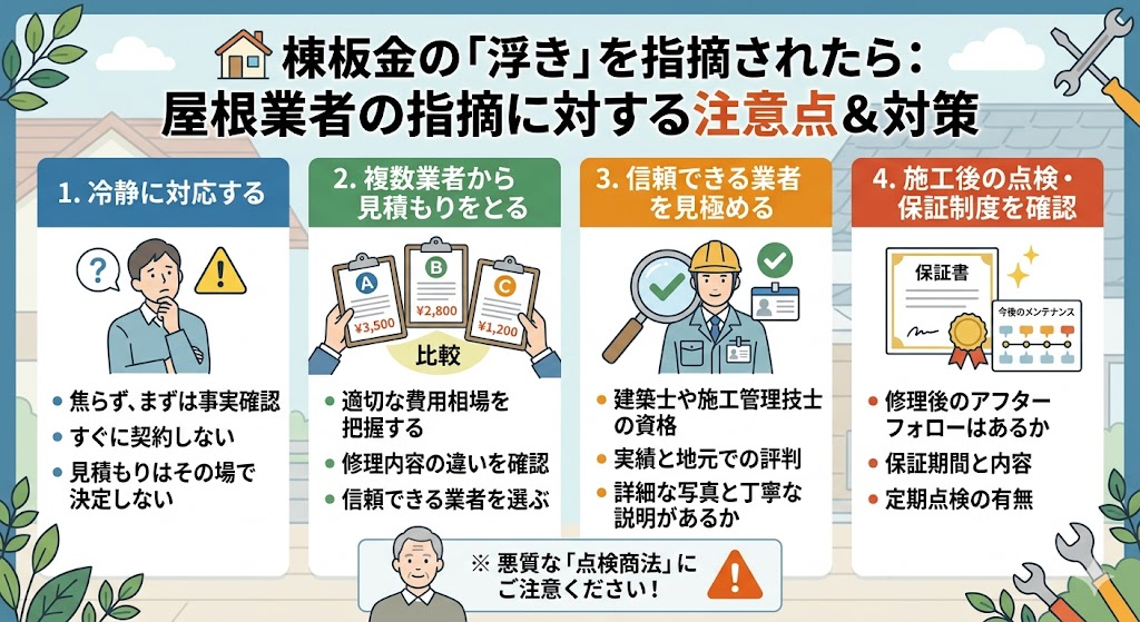 棟板金の浮き　業者の指摘で不安に！