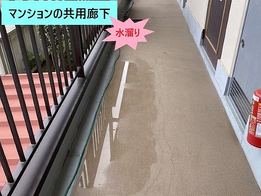 長く続く水たまり