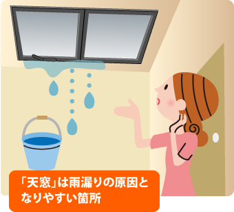 天窓は雨漏りの原因となりやすい