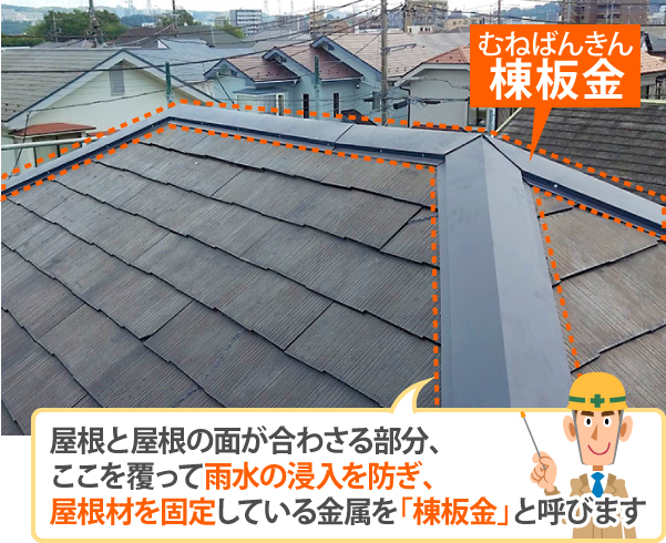 雨漏り対策　棟板金交換工