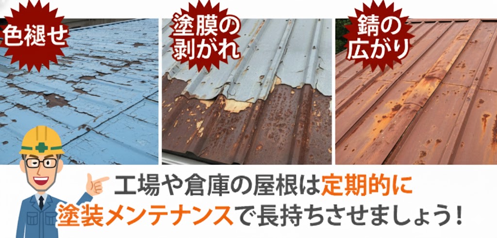 折板屋根のメンテナンス　塗装で回復！