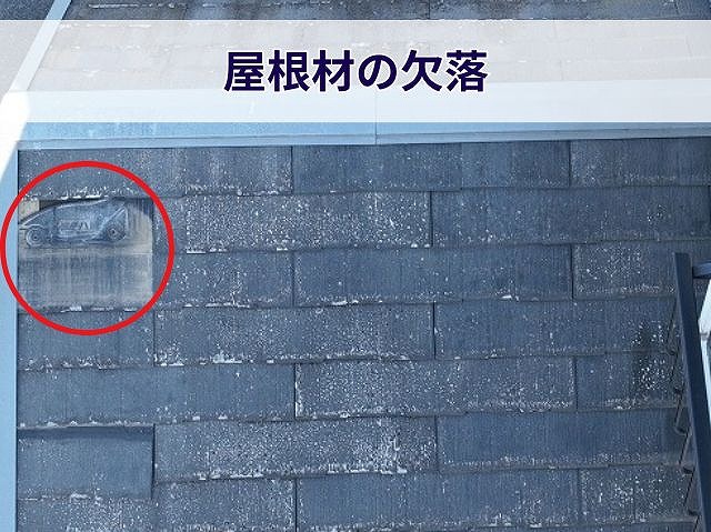 欠落した屋根材の調査